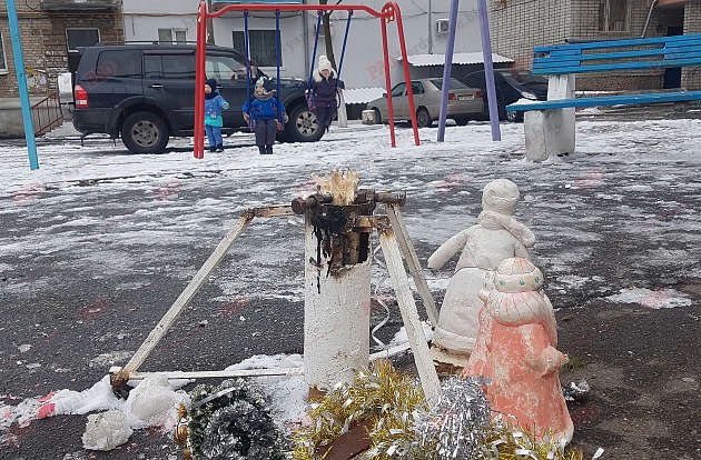 В Запорожской области в новогоднюю ночь во дворе украли елку (ФОТО)