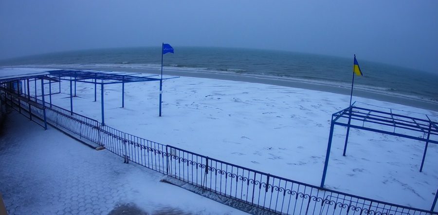 В Запорожской области побережье Азовского моря засыпало снегом (ФОТОФАКТ)