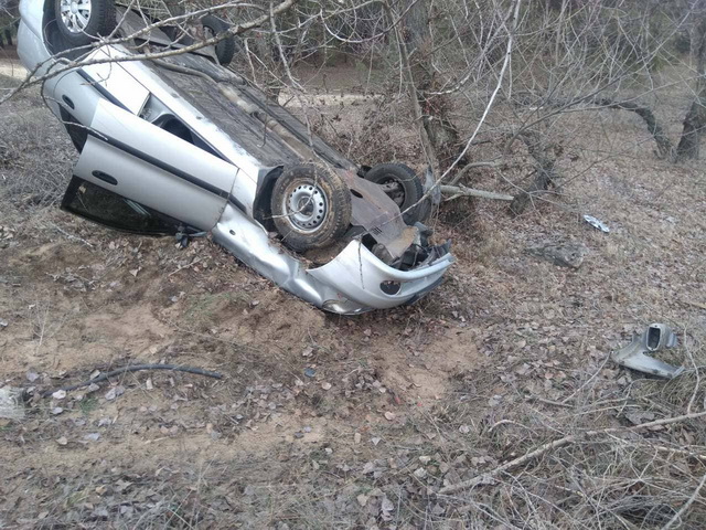 В Запорожской области легковушка слетела в кювет и легла на крышу (ФОТО)