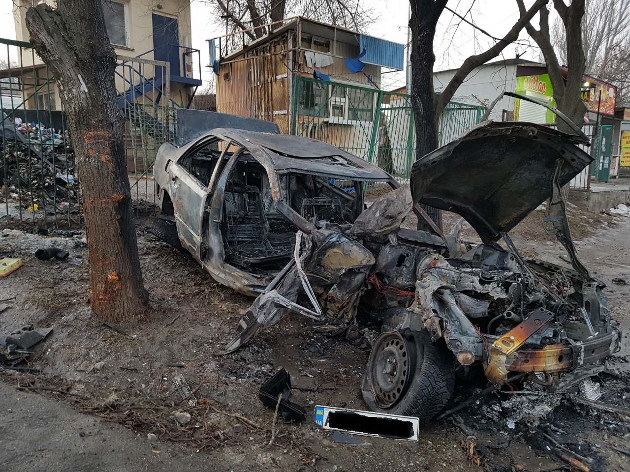 В Запорожье легковушка влетела в дерево и загорелась: пострадал пассажир (ФОТО)