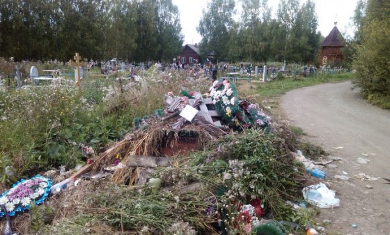 В Запорожской области пожилая пара превратила кладбище в свалку (ФОТО)