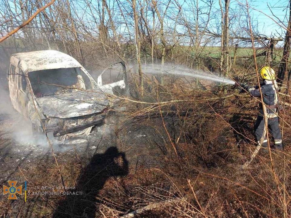 В Запорожской области авто слетело в кювет и загорелось: есть пострадавшие (ФОТО)
